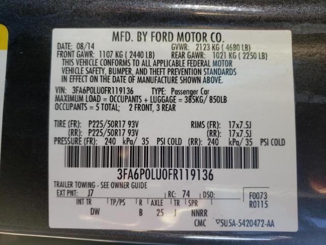 VIN 3FA6P0LU0FR119136 2015 Ford Fusion, Se Hybrid no.12