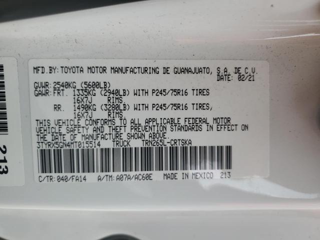 2021 TOYOTA TACOMA ACC - 3TYRX5GN4MT015514