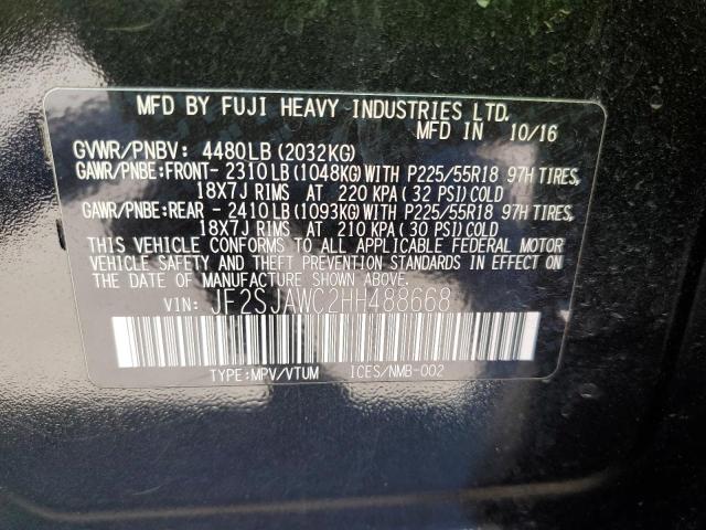 JF2SJAWC2HH488668 Subaru Forester 2.5i Touring