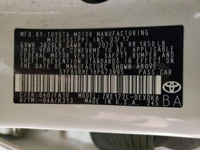 2017 TOYOTA COROLLA L - 5YFBURHE1HP673995