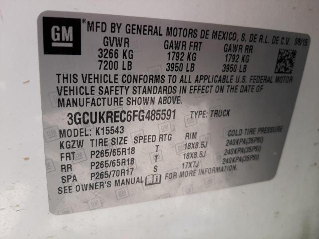 3GCUKREC6FG485591 Chevrolet Silverado K1500 Lt