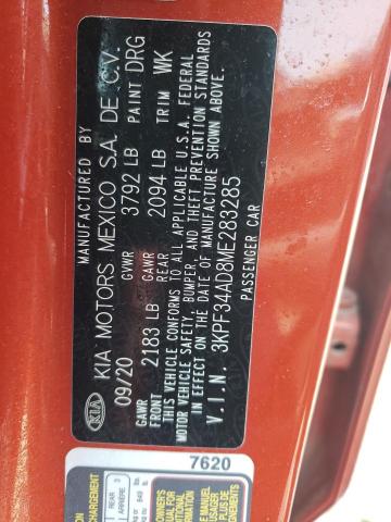 3KPF34AD8ME283285 KIA Forte Gt Line