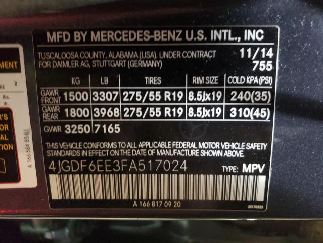 VIN 4JGDF6EE3FA517024 2015 Mercedes-Benz GL-Class, ... no.13