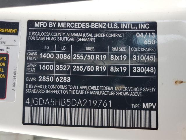 VIN 4JGDA5HB5DA219761 2013 Mercedes-Benz ML-Class, ... no.12