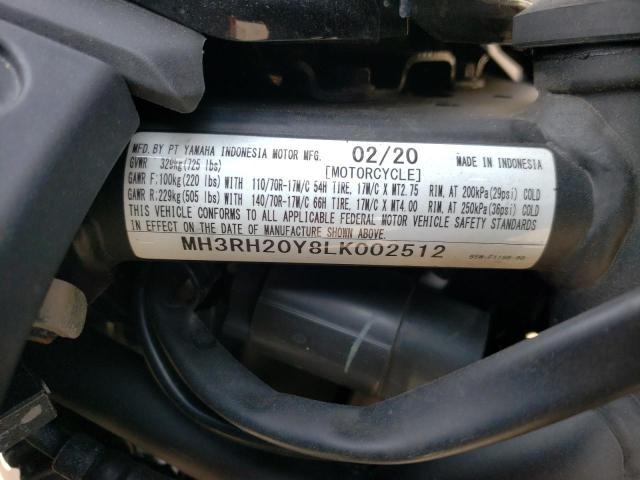 2020 YAMAHA MT-03 MH3RH20Y8LK002512