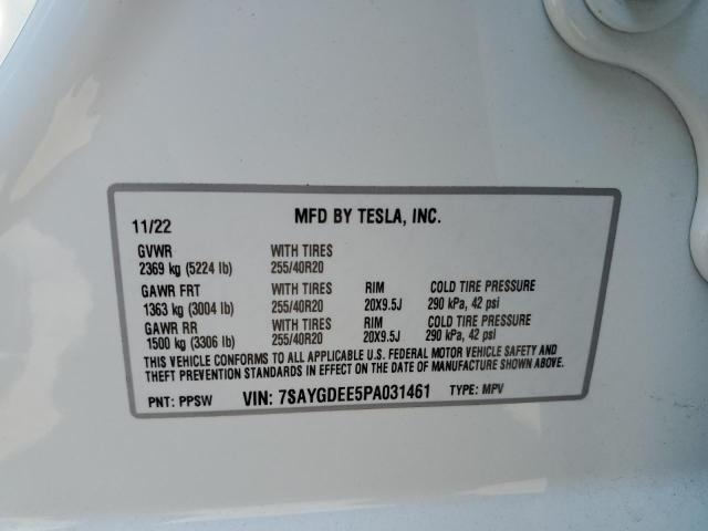 7SAYGDEE5PA031461 Tesla Model Y