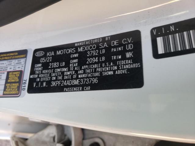 3KPF24AD8ME373796 KIA FORTE FE