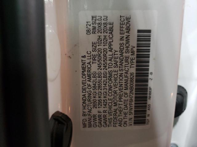 2022 HONDA PILOT BLAC - 5FNYF6H72NB008826