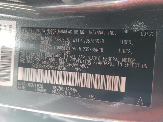 VIN 5TDHZRAH8NS548236 2022 Toyota Highlander, Xle no.13