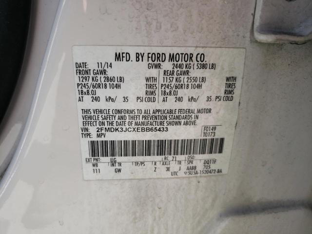 2FMDK3JCXEBB65433 Ford EDGE SEL