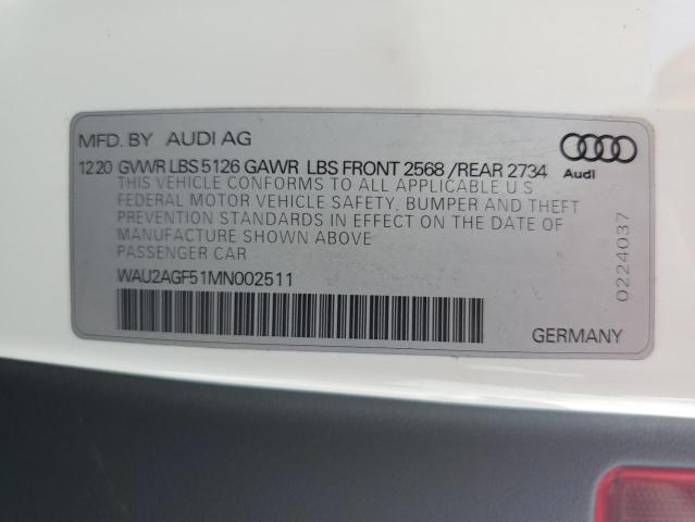 2021 Audi A5 Premium 45 VIN: WAU2AGF51MN002511 Lot: 60516043