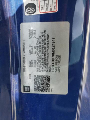2021 CHEVROLET CAMARO LZ - 1G1FF3D70M0124947