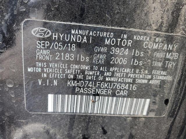 KMHD74LF6KU768416 Hyundai Elantra SE 10