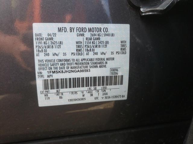 2022 FORD EXPLORER T - 1FMSK8JH2NGA98593