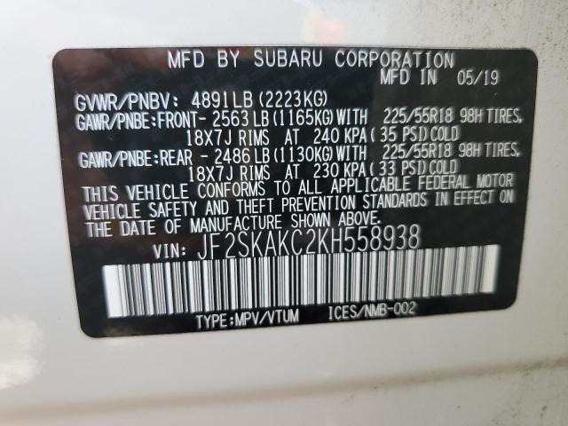 JF2SKAKC2KH558938 Subaru Forester Sport