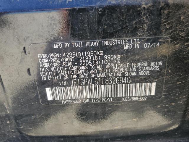 JF1GPAL61E8326940 Subaru Impreza Sport Premium