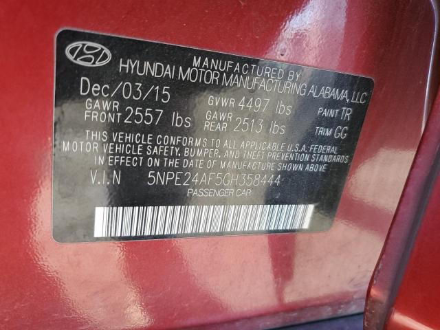 5NPE24AF5GH358444 Hyundai SONATA SE