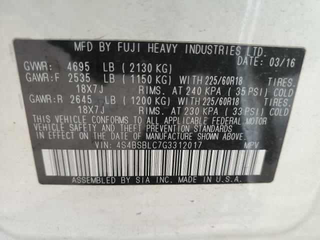 4S4BSBLC7G3312017 Subaru Outback 2.5i Limited
