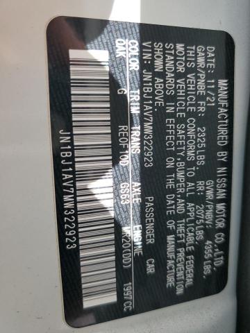 JN1BJ1AV7MW322923 Nissan Rogue Sport S