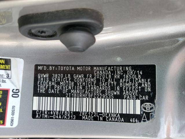 2T1BURHE9FC229535 Toyota COROLLA L