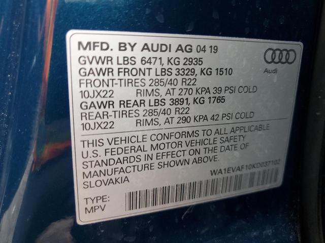 2019 AUDI Q8 PREMIUM - WA1EVAF10KD037102