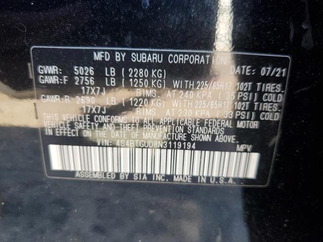 2022 SUBARU OUTBACK WI 4S4BTGUD8N3119194
