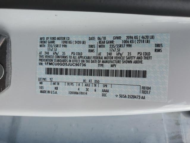 1FMCU0GD5JUC90736 Ford ESCAPE SE
