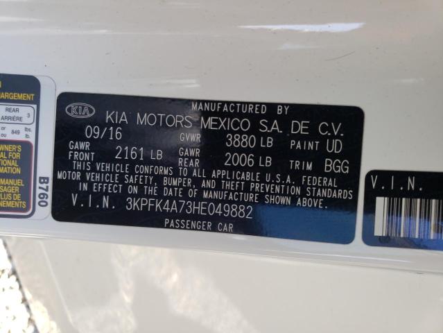 3KPFK4A73HE049882 KIA FORTE LX
