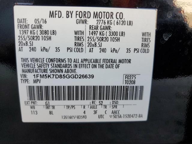 1FM5K7D85GGD26639 Ford EXPLORER XLT