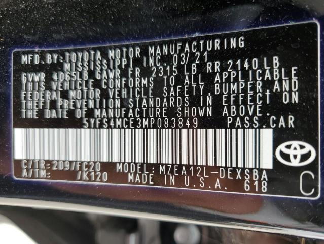 2021 TOYOTA COROLLA SE - 5YFS4MCE3MP083849