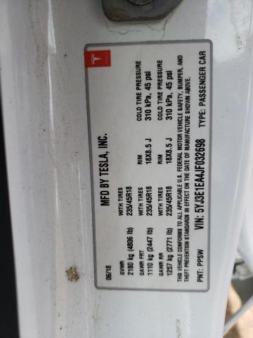 5YJ3E1EA4JF032698 Tesla MODEL 3