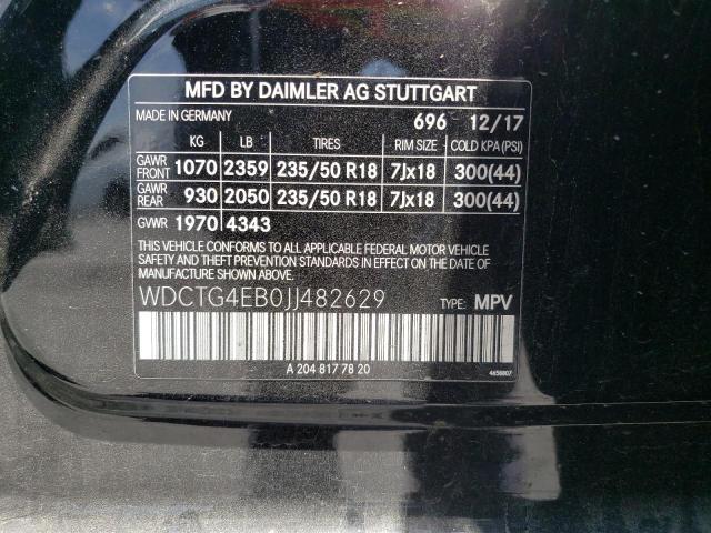WDCTG4EB0JJ482629 Mercedes-Benz GLA 250