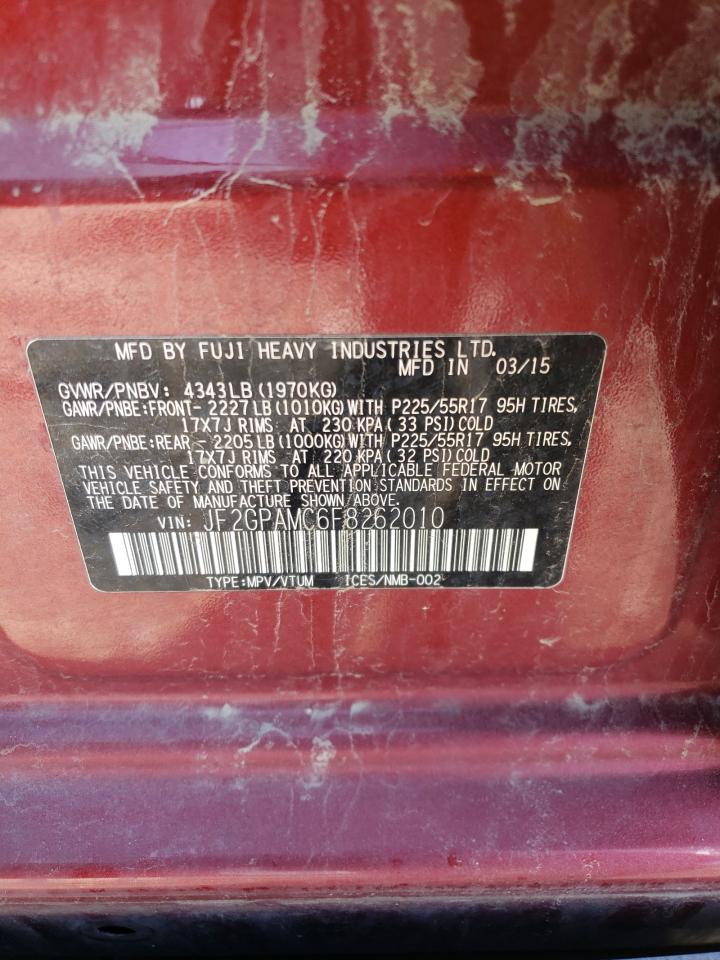 JF2GPAMC6F8262010 2015 Subaru Xv Crosstrek 2.0 Limited