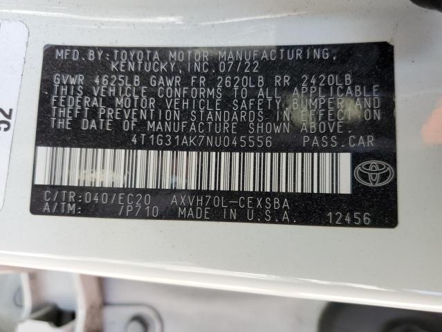 2022 TOYOTA CAMRY NIGH - 4T1G31AK7NU045556