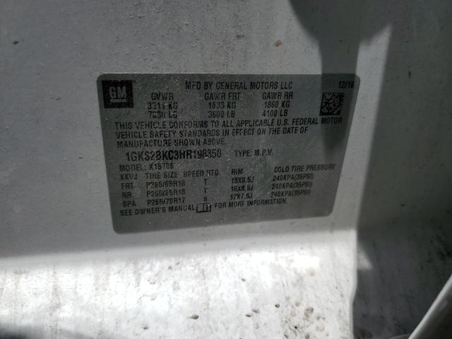 1GKS2BKC3HR198350 GMC YUKON SLT