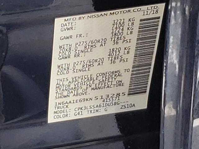 2019 NISSAN TITAN PLAT - 1N6AA1E69KN513285