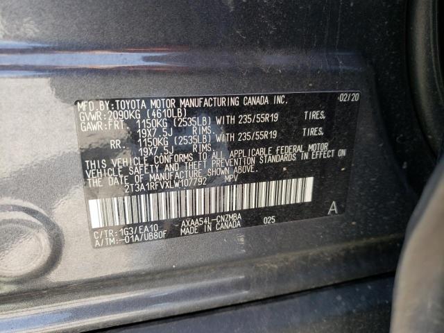 2T3A1RFVXLW107792 Toyota Rav4 Xle Premium
