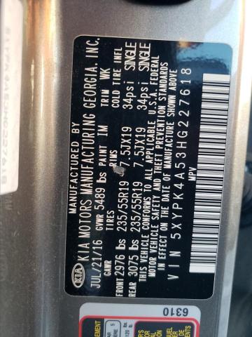 5XYPK4A53HG227618 KIA SORENTO SX