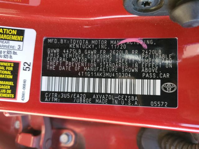 4T1G11AK3MU410304 Toyota CAMRY SE