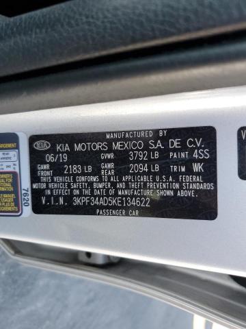 3KPF34AD5KE134622 KIA Forte Gt Line