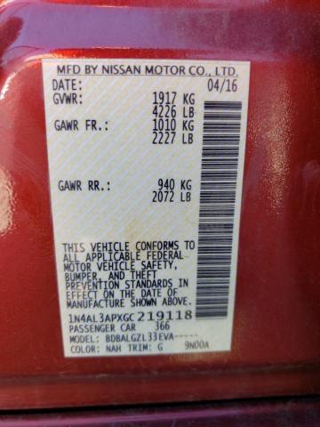 1N4AL3APXGC219118 Nissan ALTIMA 2.5