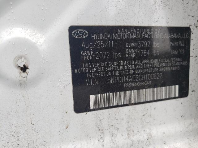  HYUNDAI ELANTRA 2012 Білий