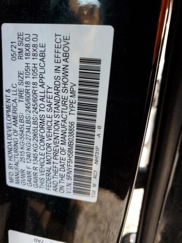 2021 HONDA PILOT EX-L 5FNYF5H58MB038856
