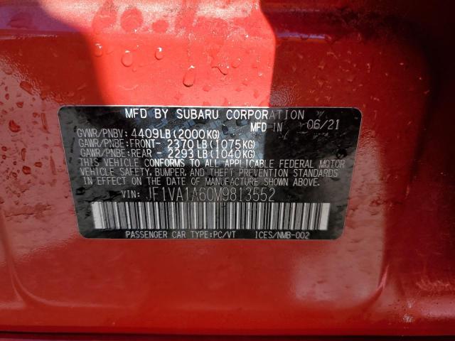 VIN: JF1VA1A60M9813552 Auction: COPART Lot: 58300983 Location: CO - DENVER SOUTH JF1VA1A60M9813552 SUBARU WRX 2021 RED Photo 13