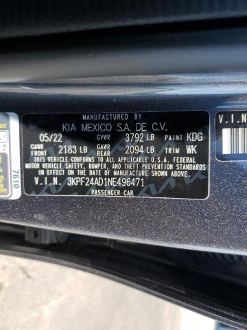 3KPF24AD1NE496471 KIA FORTE FE