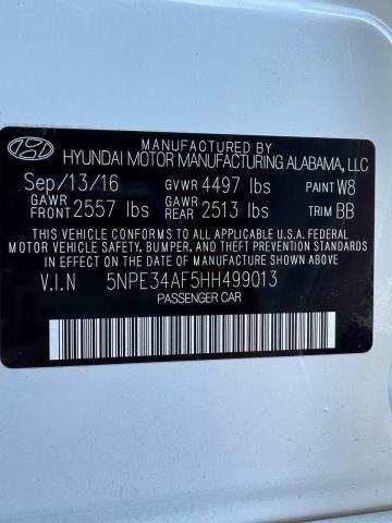 VIN: 5NPE34AF5HH499013 Auction: COPART Lot: 59736313 Location: CA - VAN NUYS 5NPE34AF5HH499013 HYUNDAI SONATA 2017 WHITE Photo 10