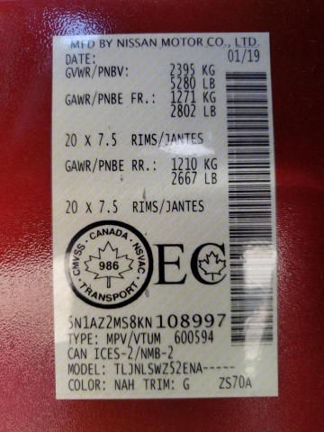 5N1AZ2MS8KN108997 Nissan MURANO S