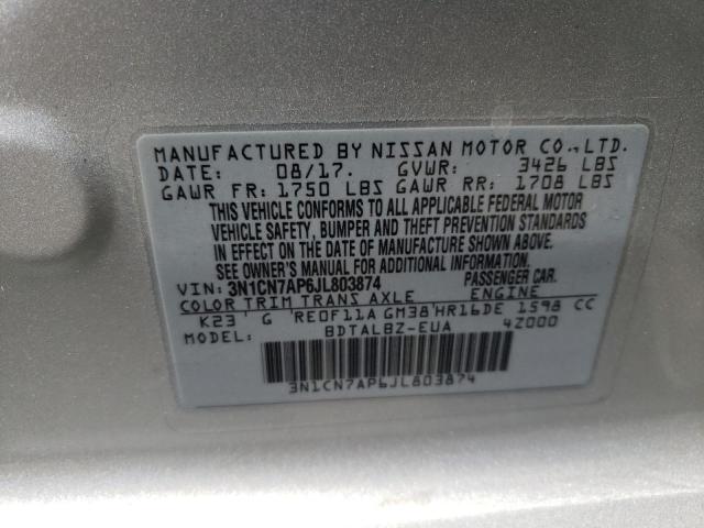 3N1CN7AP6JL803874 Nissan VERSA S