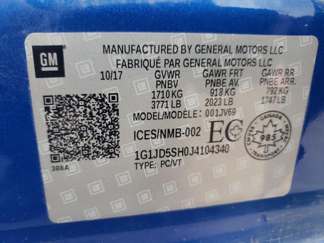 2018 CHEVROLET SONIC LT - 1G1JD5SH0J4104340