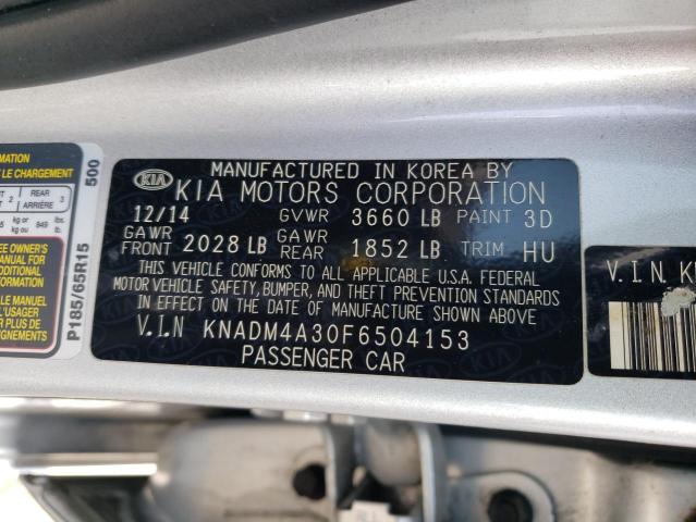 KNADM4A30F6504153 KIA RIO LX